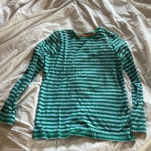 Boden Long Sleeve Striped Green Teal Kids Size 11-12 Crew Neck Youth Boys Girls